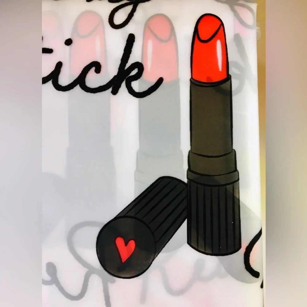 Read My Lipstick Peva Shower Curtain Lips Red Black Pink